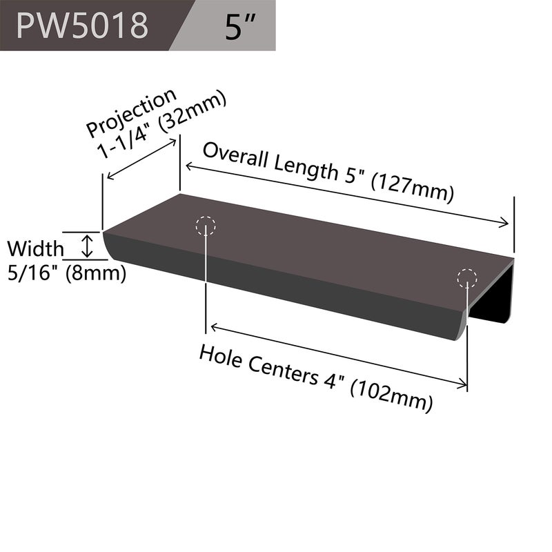Jetland Cabinets Drawers Edge Pulls - 10-Pack, 5" Overall Length, Black, Concealed Tab Pulls for Kitchen Garage Cabinet Drawers, PW5018B127L - Image 2